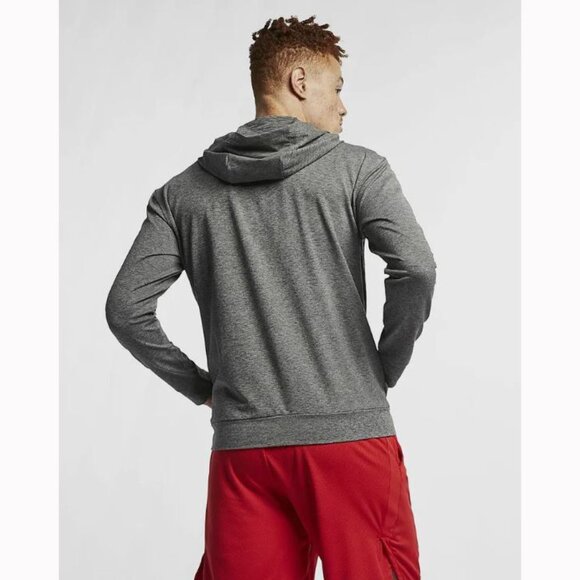 🆕 Nike Men's Heather Grey/Black Full-Zip Dri-Fit Training Hoodie - Picture 2 of 14